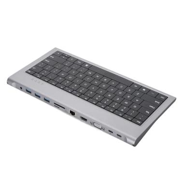 Imagem de Teclado Com Fio Com Hub USB, Teclado de Computador 11 Em 1 USB C 78 Teclas, Estação de Acoplamento Multifuncional 4K 10 Gbps 1000 Mbps 100 W PD USB C, Plug and Play