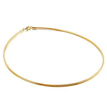 Imagem de JAJAFOOK Colar de barra de ouro redondo minimalista, simples, moderno, gargantilha de gola alta feminina, gola king, Metal, Sem Pedra Preciosa