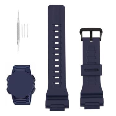 Imagem de XIW Pulseira de relógio de resina masculina compatível com 10410723 Casio GShock AQ-S810 S810W S800W SGW-300H 400H 500H W-S200H 800H 216H 735H AE-1000W 1200 1300 Azul-marinho