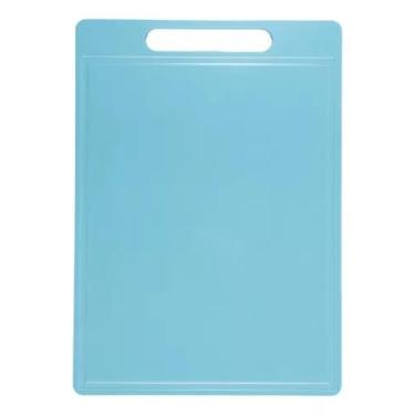 Imagem de Tábua Placa De Corte Profissional Polietileno Canal 25x35cm Cor Bege (Azul)