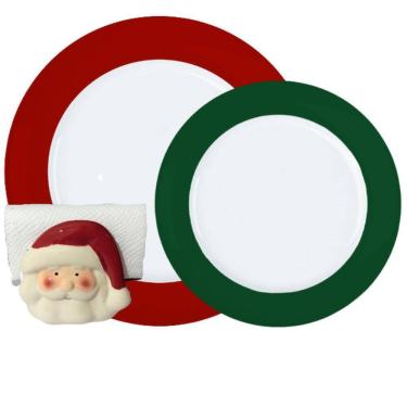 Imagem de Jogo 12un Pratos Rasos e Sobremesa Versa Natal Porcelana Germer