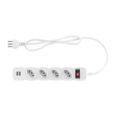 Imagem de Protetor Eletronico Intelbras Epe204 4 Tomadas 2 Usb Branco - Intelbra