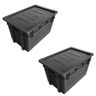 Imagem de Kit 2 Organizador Multiuso Telada Reforçada 60L C/ tampa - Injeplastec