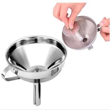 Imagem de Funil Com Peneira Coador Aço Inox Profissional 11cm Coquetel - KeHome
