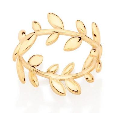 Imagem de Anel banhado ouro 3x 24k 18k e 22k feminino rommanel folhas tamanhos d
