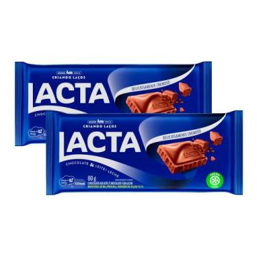 Imagem de Kit 2 Chocolate Lacta Ao Leite 80g