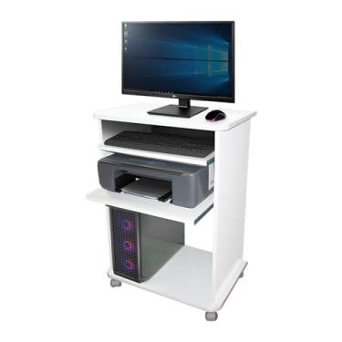 Imagem de Escrivaninha Mesa para Computador com 2 Prateleiras Deslizantes – Design Moderno e Funcional, Ideal para Escritório e Home Office (Cor Branca)
