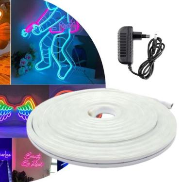 Imagem de Kit Fita Tira Mangueira Flexível De Led Neon Iluminação Branco Quente 