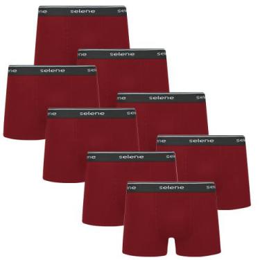 Imagem de Kit 8 Cueca Selene Masculina Algodão Plus Size Boxer Box, Bordô, X1