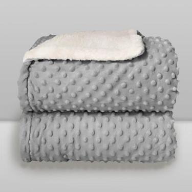 Imagem de Cobertor Donna Laço Bebê Plush com Sherpa Dots Bolinhas, Cinza Glacial