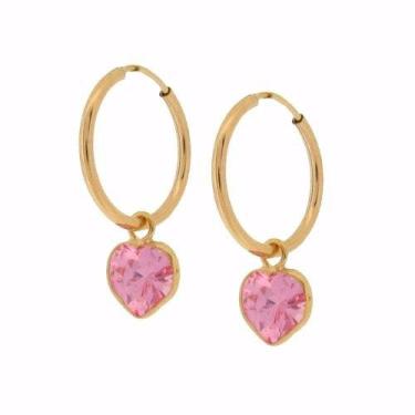 Imagem de Brinco Ouro 18k Argola Redonda Infantil Com Coração - RD Magazine