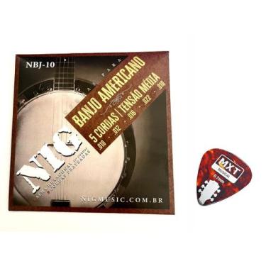 Imagem de Encordoamento para Banjo Americano NIG 010 Tensão Média + Palheta / Bl
