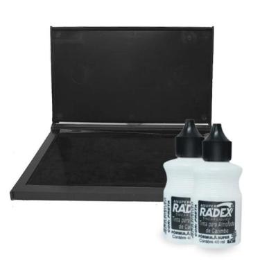 Imagem de Carimbeira N3 Almofada na cor Preta + 2 Tintas Pretas Inclusas - Radex