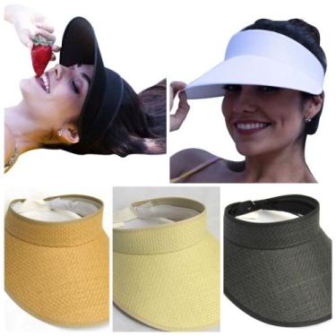 Imagem de Kit 04 Viseira Aba Larga Feminina Moda Praia Caminhada Sol Verão Pisci