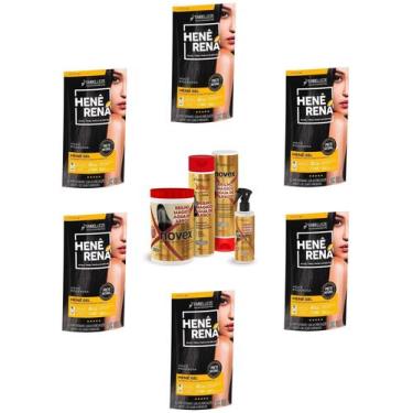 Imagem de Hene Em Gel Rena Preto Azulado 06x180gr Pouch+Brilho Magico Agua de Ar