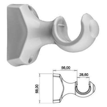 Imagem de Kit Suporte Plástico para Varão 28mm com Ponteiras - Bella Arte