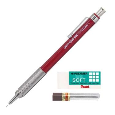 Imagem de Lapiseira Tecnica Pentel Graphgear 500 Bordo 0,3mm + Itens