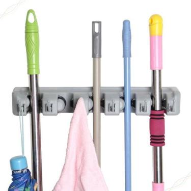 Imagem de Suporte Multiuso 6 Posições Porta Vassoura Rodo Chave - Amana Store