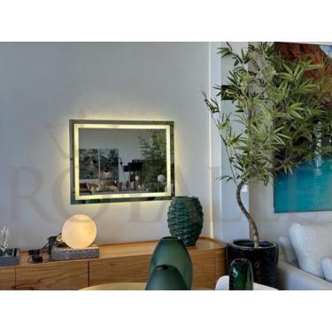 Imagem de Espelho Retangular Jateado Com Led 90x70 Horizontal Com Touch - Group 