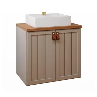 Imagem de Gabinete Para Banheiro 60cm 100% Mdf 2 Portas Alure Mgm Móveis Cappuccino/freijo Cappuccino/freijo