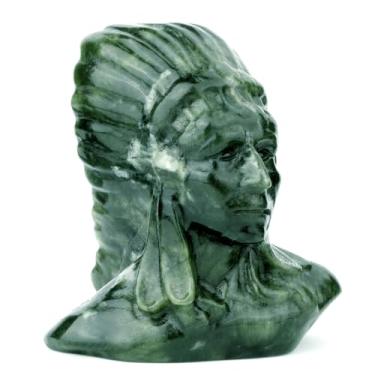 Imagem de gemshan Estátua de busto de cabeça indiana de 8 cm, ornamentos de caveira, estatueta de índio nativo americano para diorama, escultura de pedra preciosa para decoração de quarto de escritório em casa