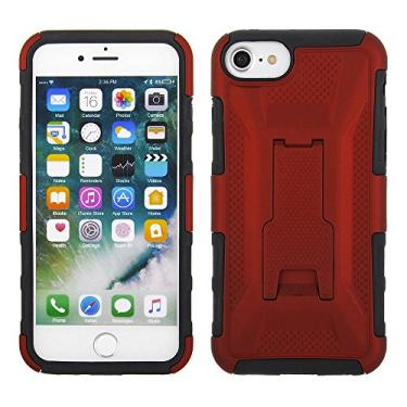 Imagem de Cube Capa de celular para Apple iPhone 8/7/6s/6 - Combo de suporte de coldre - Capa de PC vermelha com capa de TPU preta - Vidro temperado incluído