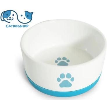 Imagem de Comedouro Porcelana Pata Azul 450ML. - The Pets Brasil