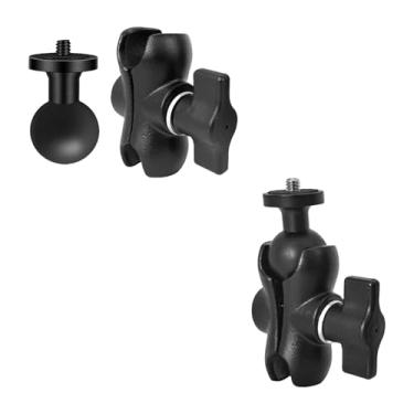 Imagem de Adaptador de montagem esférica de 2,5 cm, parafuso roscado de 1/10.2 cm-20 para Insta360 One X4, X3, X2, X, R, RS, GO 2, GoPro Hero, com braço de soquete duplo tamanho B, suportes RAM RAP-B-201U Braço