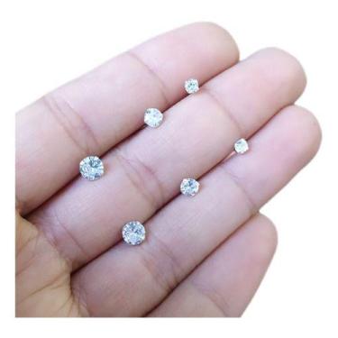 Imagem de Trio Brinco Pedra Zirconia Ponto De Luz 3 4 5 Mm Prata 925 - De Castro