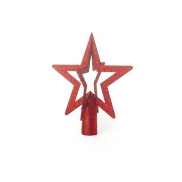 Imagem de PONTEIRA DE ARVORE ESTRELA VAZADA VERMELHA 3D 20cm - Cromus