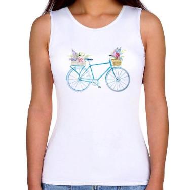 Imagem de Regata Feminina Bicicleta e Flores - Foca na Moda, Branco, M