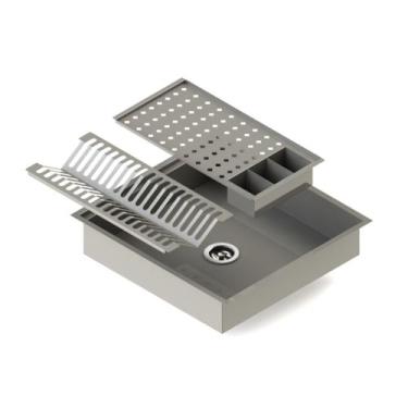 Imagem de Calha úmida quadrada em inox 304  - KOGMA, 8kg, 11,5(A)X53,2(L)X56,7(P