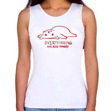 Imagem de Regata Feminina Overthinking And Also Hungry - Foca na Moda, Branco, G