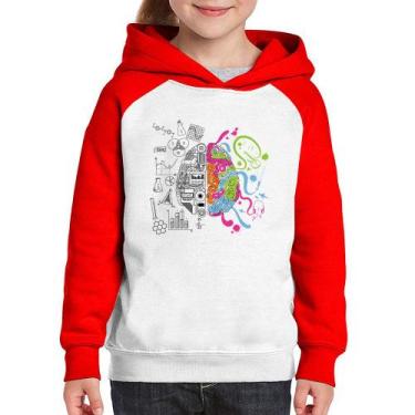 Imagem de Moletom Infantil Cérebro Analítico e Criativo - Foca na Moda, Branco, 