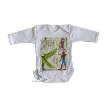 Imagem de body nenê criança roupa bebê manga longa Hieróglifos Homem Aranha  - E