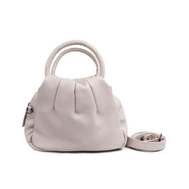 Imagem de Bolsa feminina transversal de couro média off white Jade - Zaia