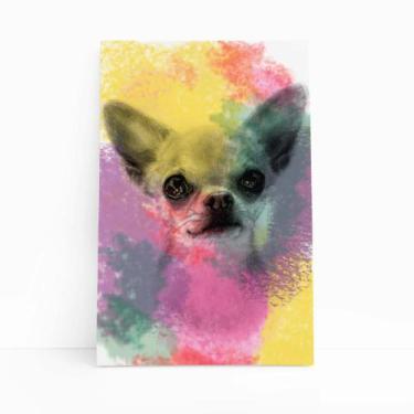 Imagem de Quadro Cachorro Chihuahua Aquarela Colorido Canvas 30x40cm - PlimShop