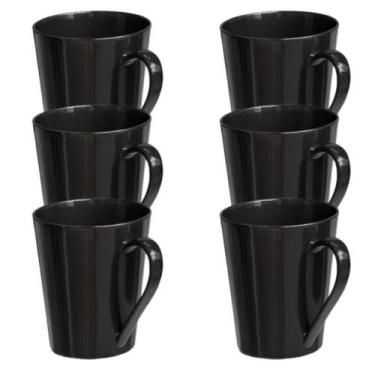 Imagem de Jogo 6 Canecas Tulipa Preta Café Chá Porcelana 250ml - COISAS PARA O L
