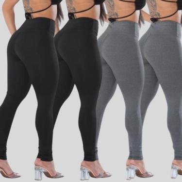 Imagem de Kit 4 Calças Legging Feminina Suplex Academia Cintura Alta - Blanco St