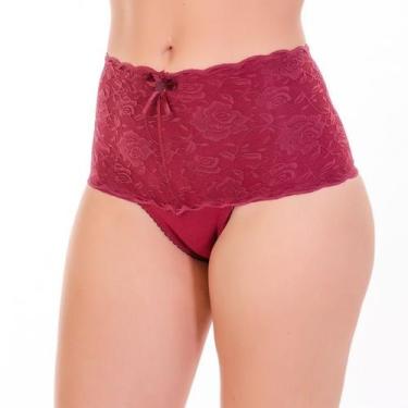 Imagem de Calcinha Cós Alto Renda Cinta Modeladora Rendada Algodão - All Fri, GG