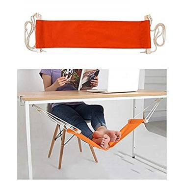 Imagem de Rede de pé ajustável portátil Home-organizer Tech para descanso de pés de mesa de canto escritório mini sob mesa descanso de pé rede para casa, escritório, avião, viagens, estudo e relaxamento (laranja)
