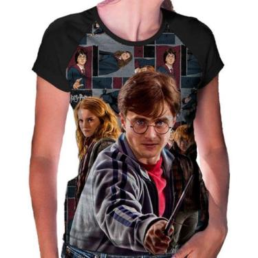 Imagem de Camiseta Raglan Baby Look Harry Potter Ref:392 - smoke, Preto, GG