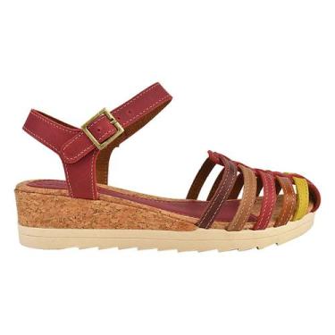 Imagem de Sandália Feminino Anabela Flatform Gladiadora Fechada Couro Legítimo S