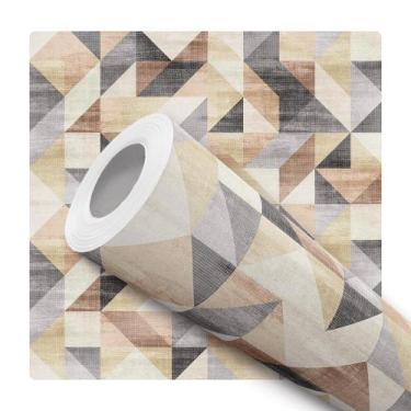 Imagem de Papel De Parede Adesivo Lavável Cacos Mosaico Geométrico Marrom Cozinh