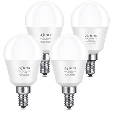 Imagem de Lâmpadas de LED para ventilador de teto, 40W Equivalente 120V E12 LED Candle Holder Bulb 5W 2700K Warm White Bulb, Usado para lustres, Luzes de ventilador de teto, Lustres de parede, etc., E12 Base 4 Pacote