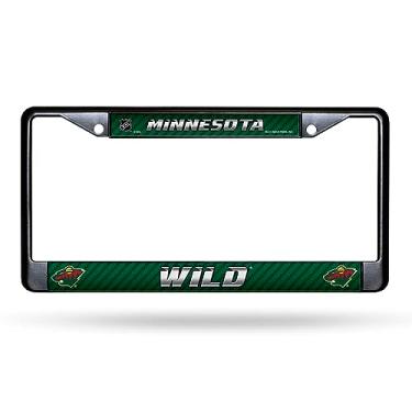 Imagem de Rico Industries NHL Hockey Minnesota Wild Moldura preta cromada com inserções impressas 30,48 cm x 15,24 cm acessório automotivo para carro/caminhão