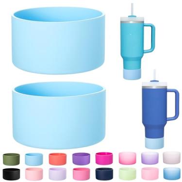 Imagem de LONPARRY - Pacote com 2 botas de silicone para Stanley 1180 ml Quencher Adventure Tumbler de 890 ml, fundo IceFlow de 590 ml, capa protetora de copo, acessórios para botas, azul-celeste