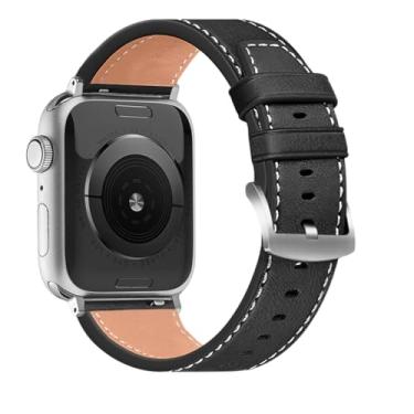 Imagem de FAGWIG Pulseira de couro de bezerro compatível com Apple Watch séries 10, 9, 8, 7, 6, 5, 4, 3, 2 e 1, Ultra SE para Apple Watch de 49 mm, 46 mm, 45 mm, 44 mm, 42 mm, 41 mm, 40 mm, 38 mm