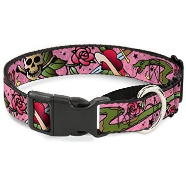 Imagem de Buckle-Down Coleira para cães Live Hard Die Young Pink Martingale, 3,8 cm x 40,6-58,4 cm/Médio