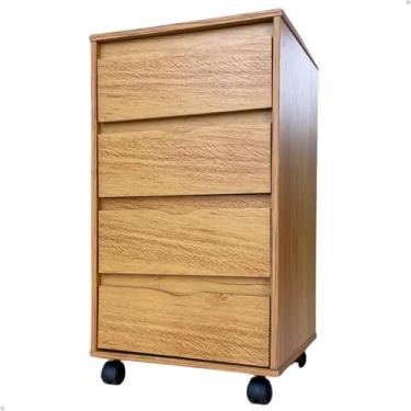 Imagem de Mesa De Cabeceira Gaveteiro 4 Gaverta Escritório Com Rodízios - Mod.0701 (Freijo)